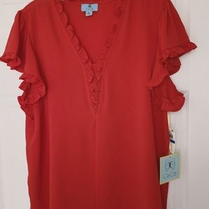 Red Short Sleeve Blouse